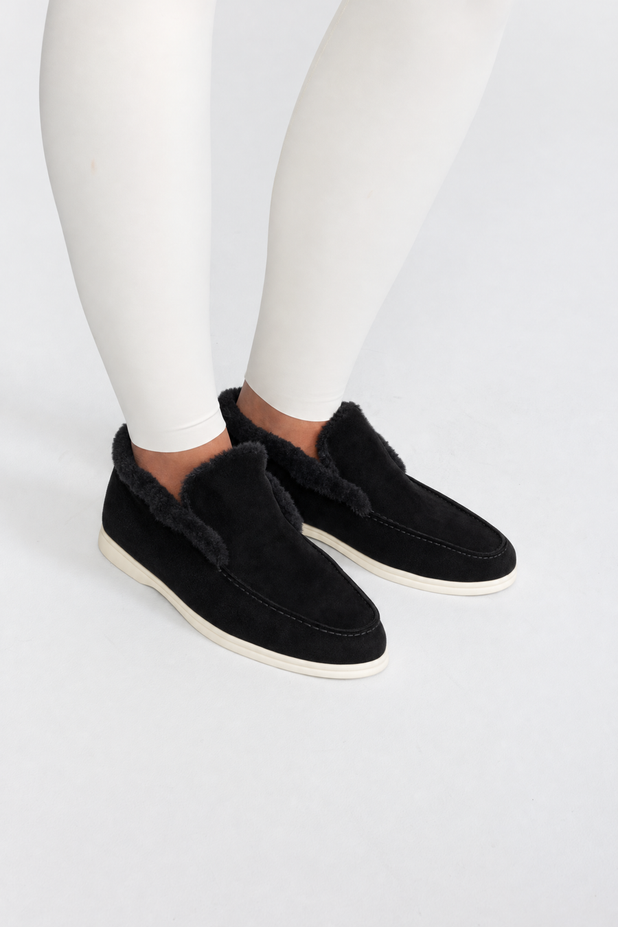 Noémie Black Plush Lined Suede-Effect Loafers