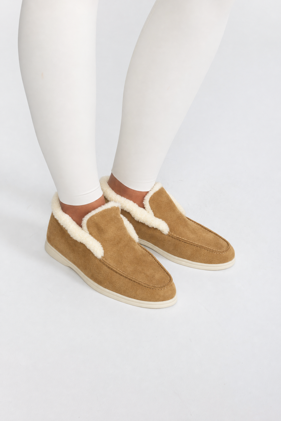 Noémie Camel Plush Lined Suede-Effect Loafers