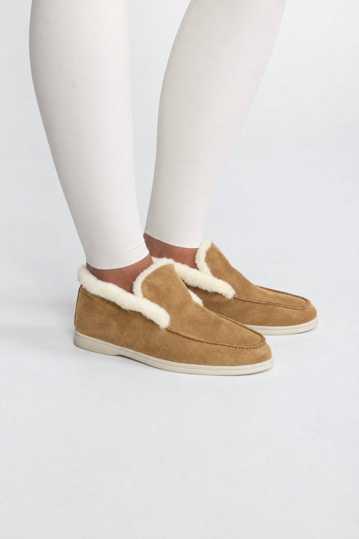 Noémie Camel Plush Lined Suede-Effect Loafers