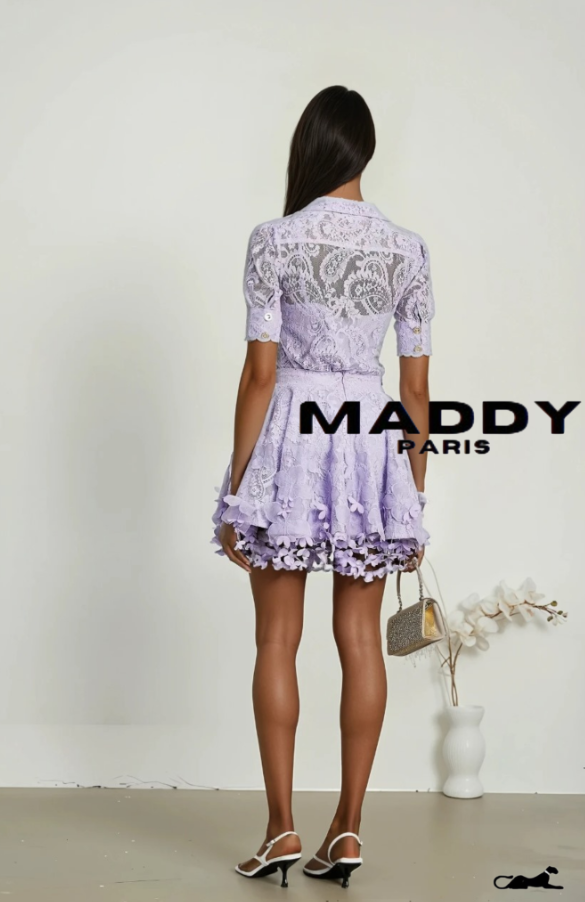 Lisette faux-floral embellished top & skirt matching set