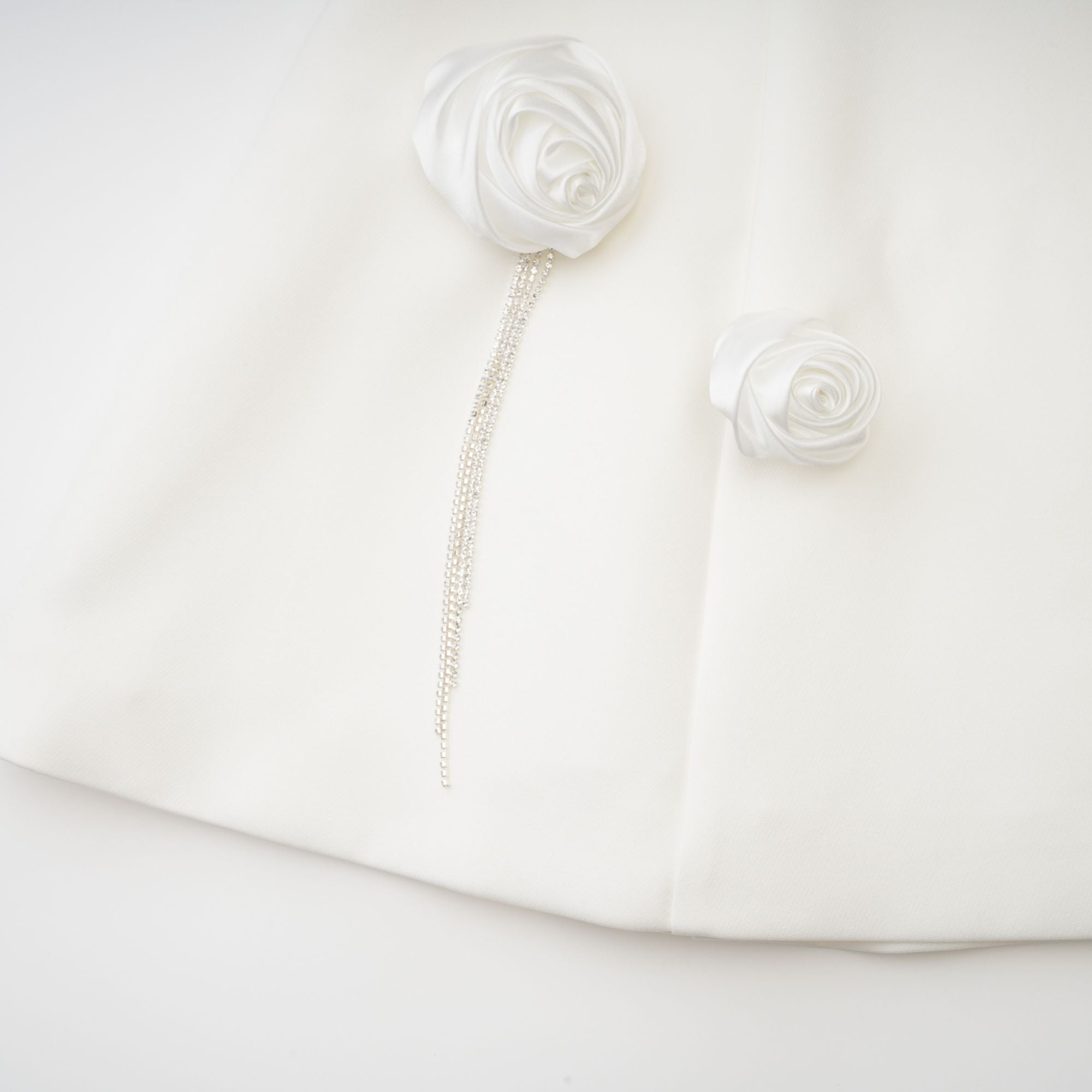 Rosalie white faux-flower mini dress
