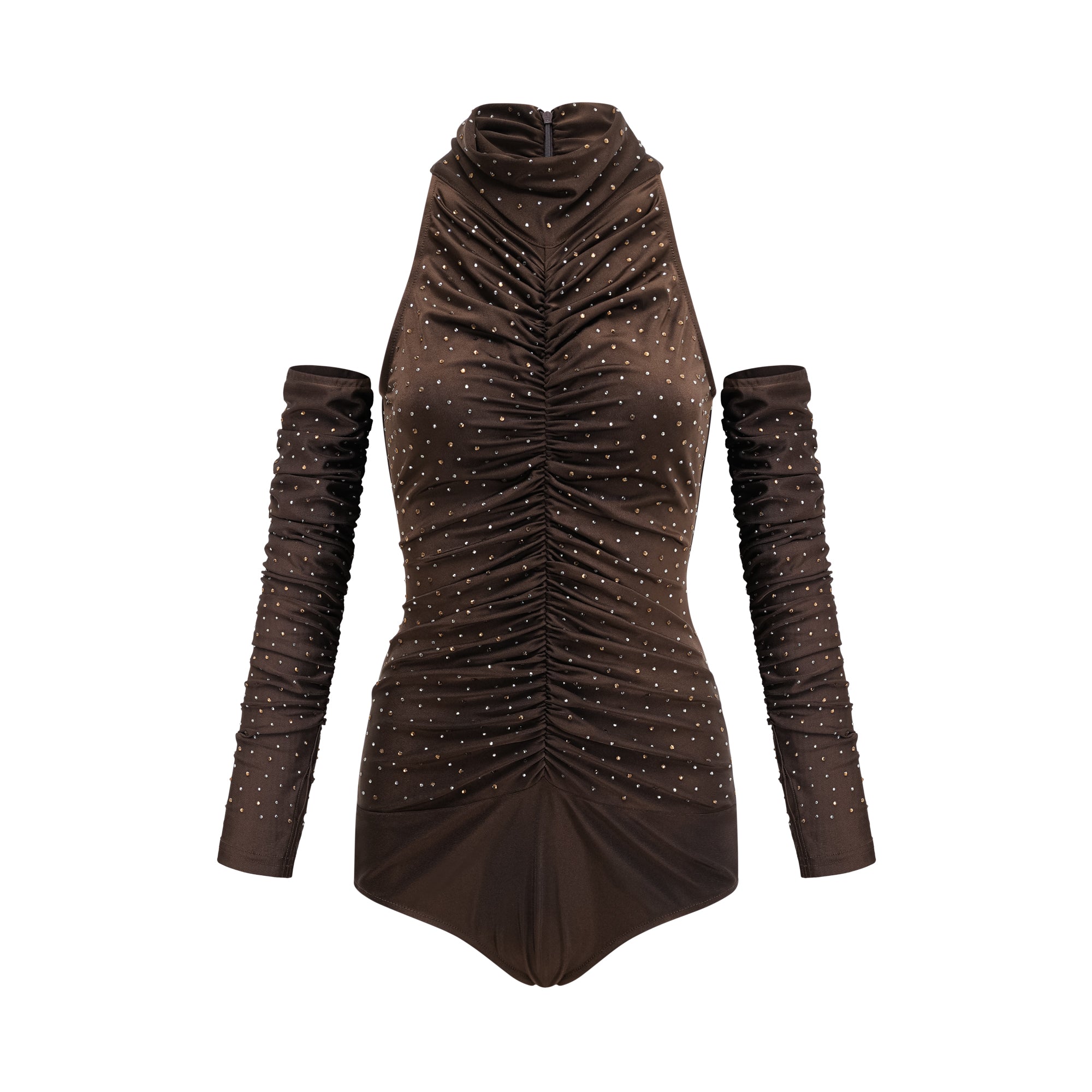 Rose-Suzette brown crystal-embellished bodysuit