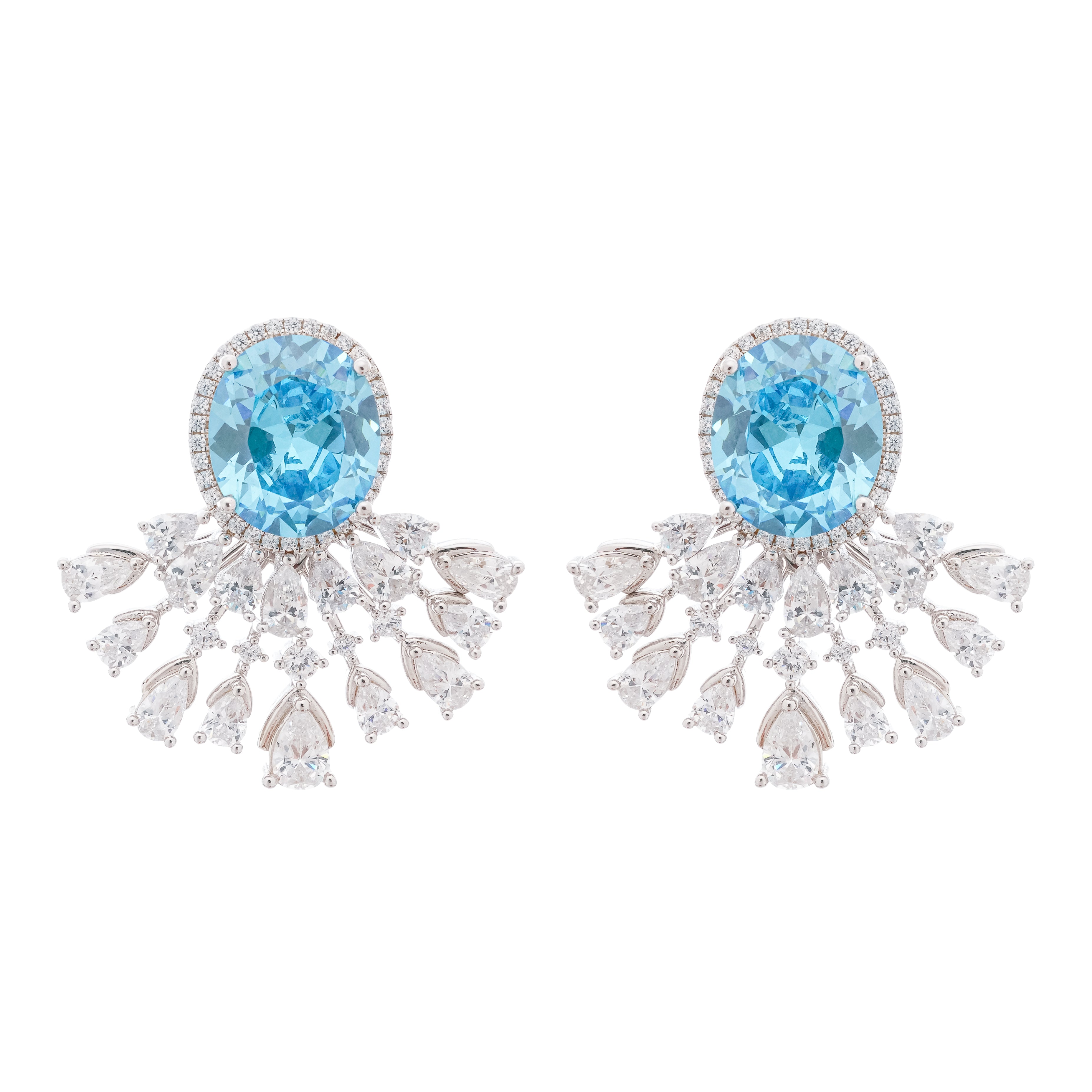 Noémie Blue Crystal Embellished Sterling Silver Earrings