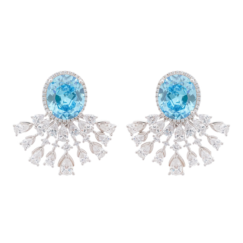 Noémie Blue Crystal Embellished Sterling Silver Earrings