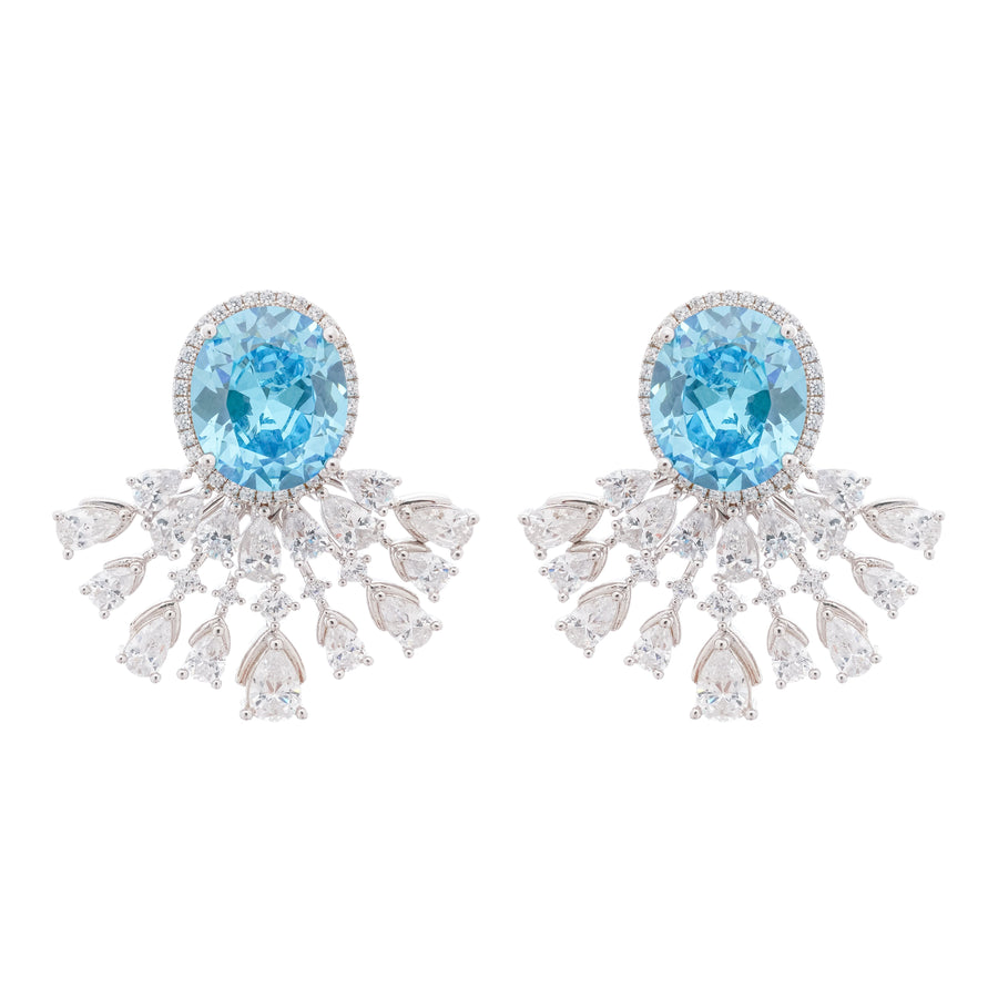 Noémie Blue Crystal Embellished Sterling Silver Earrings