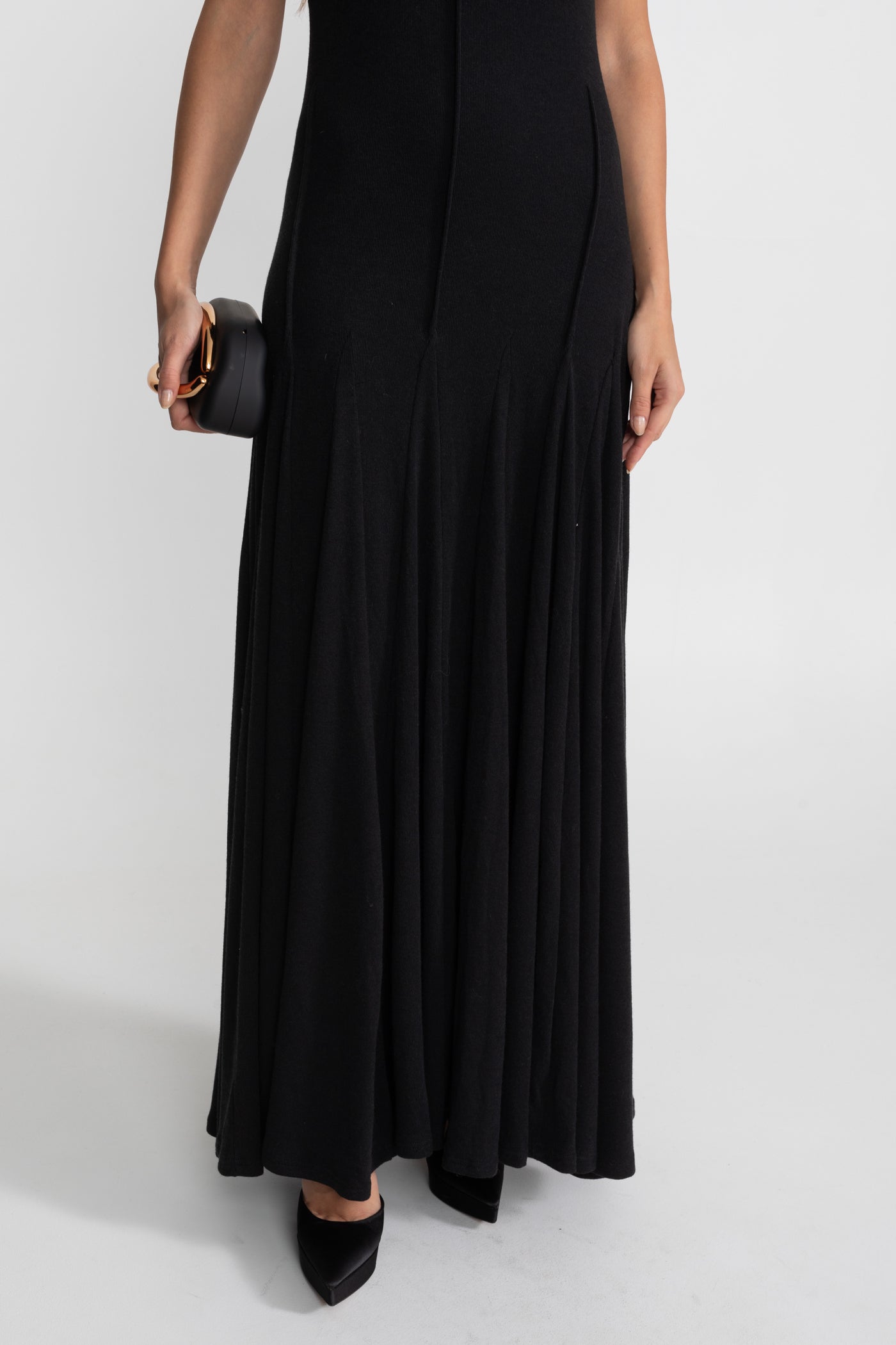 Off-Shoulder Braided Neckline Maxi Dress – Black