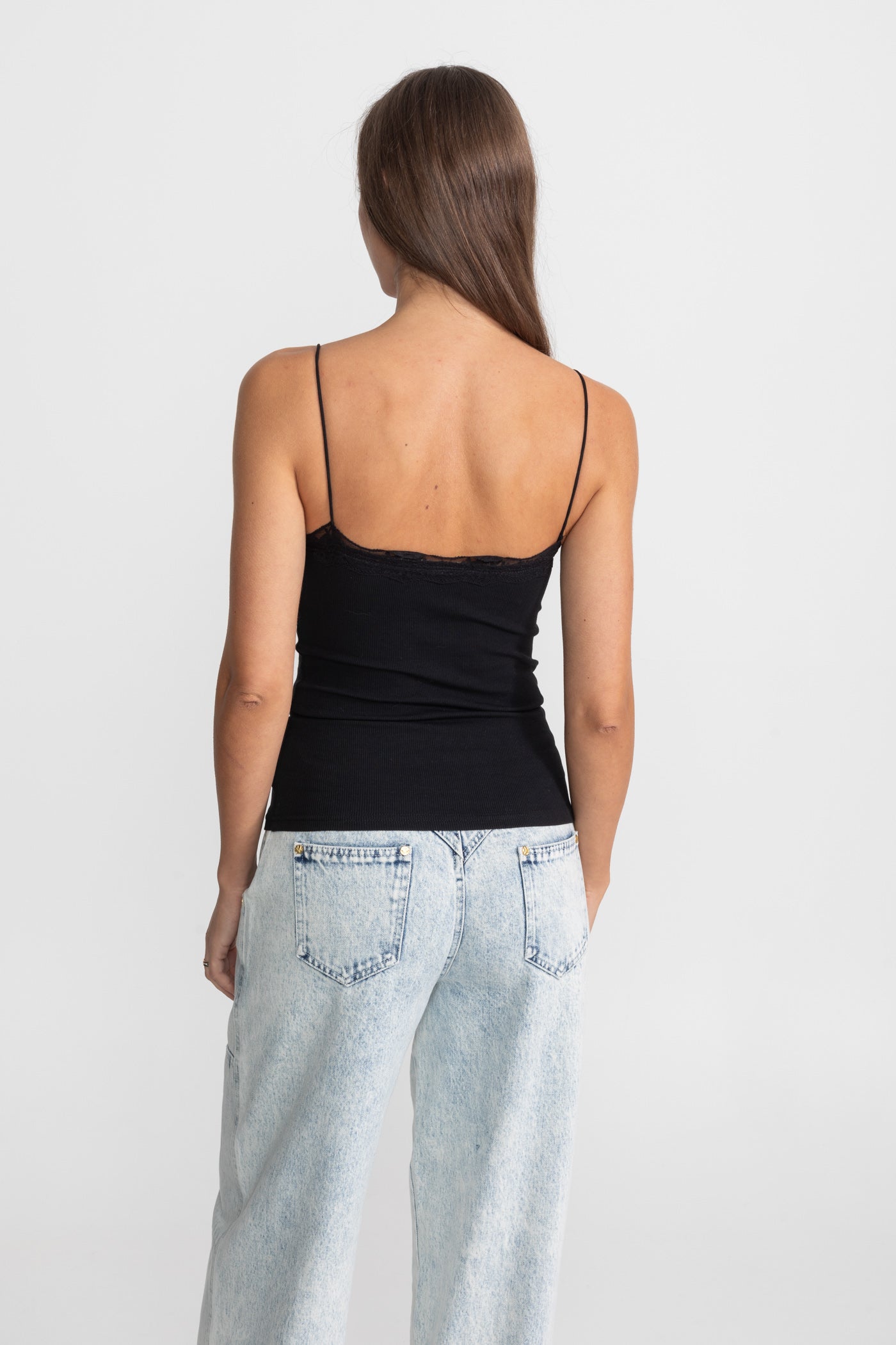 High-Waisted Wide-Leg Jeans with Gold Buttons - Light Blue