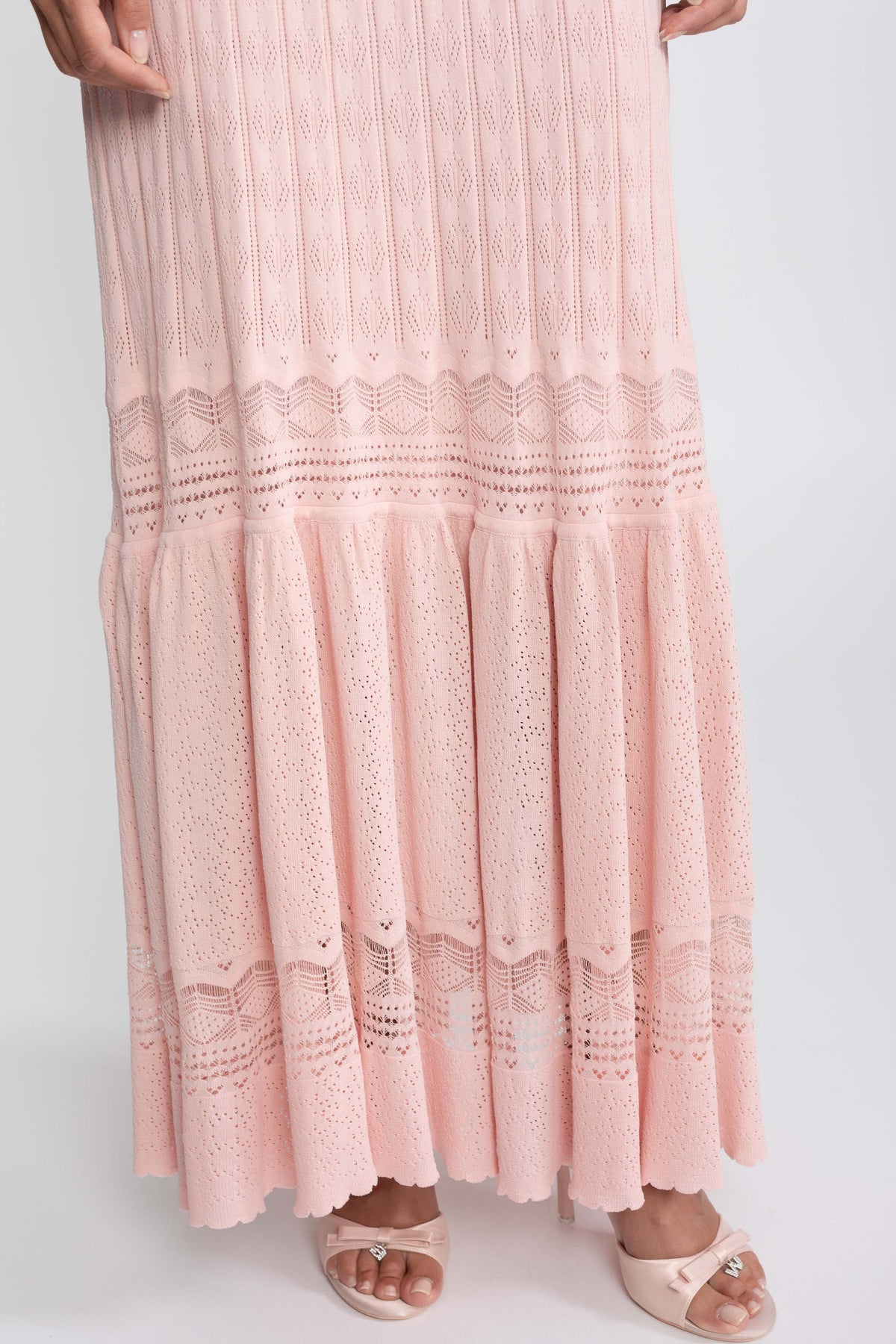 Romane Pink Two-Piece Knit Co-Ord Set With Ruffled Waist