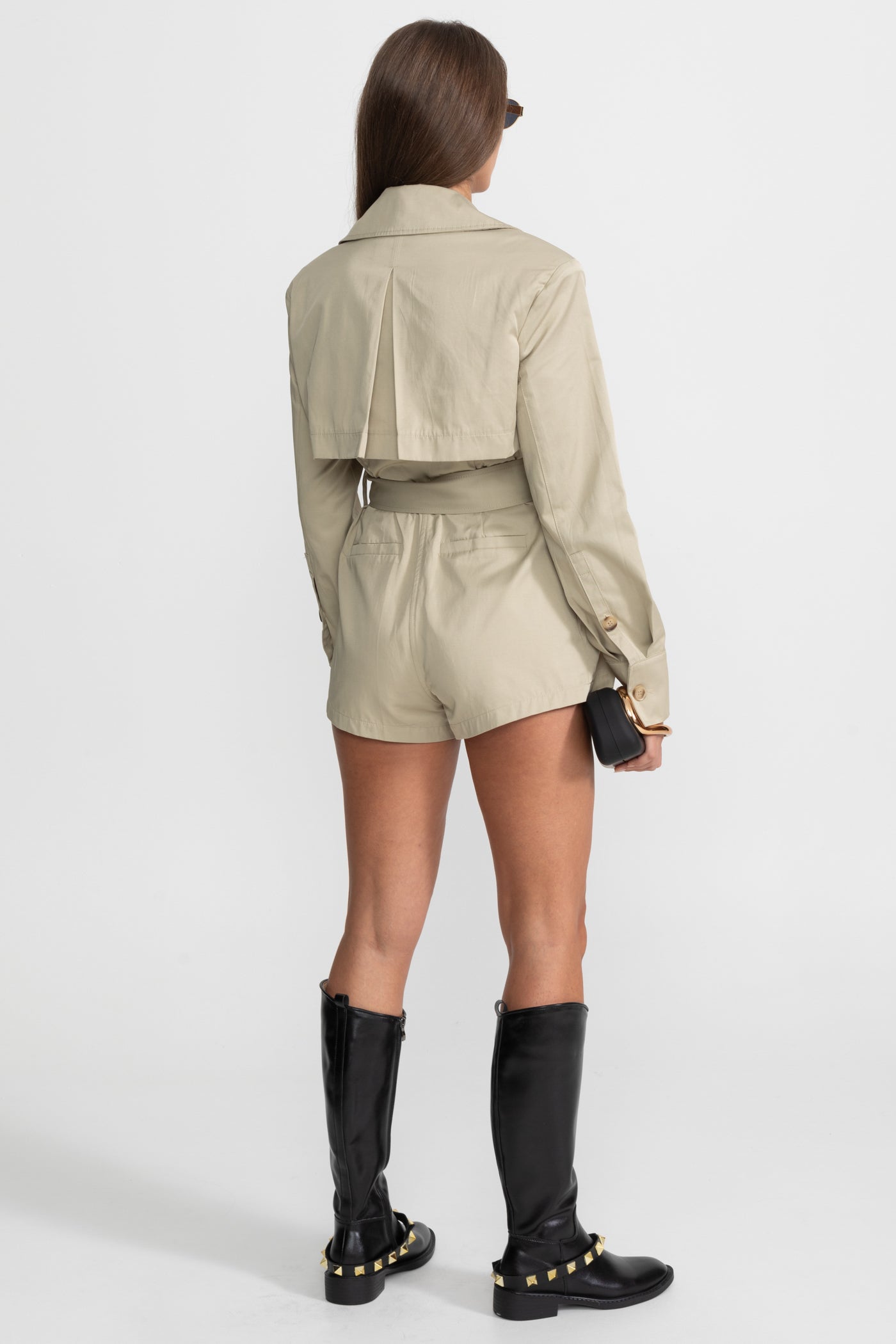 Belted Trench Jumpsuit - Beige