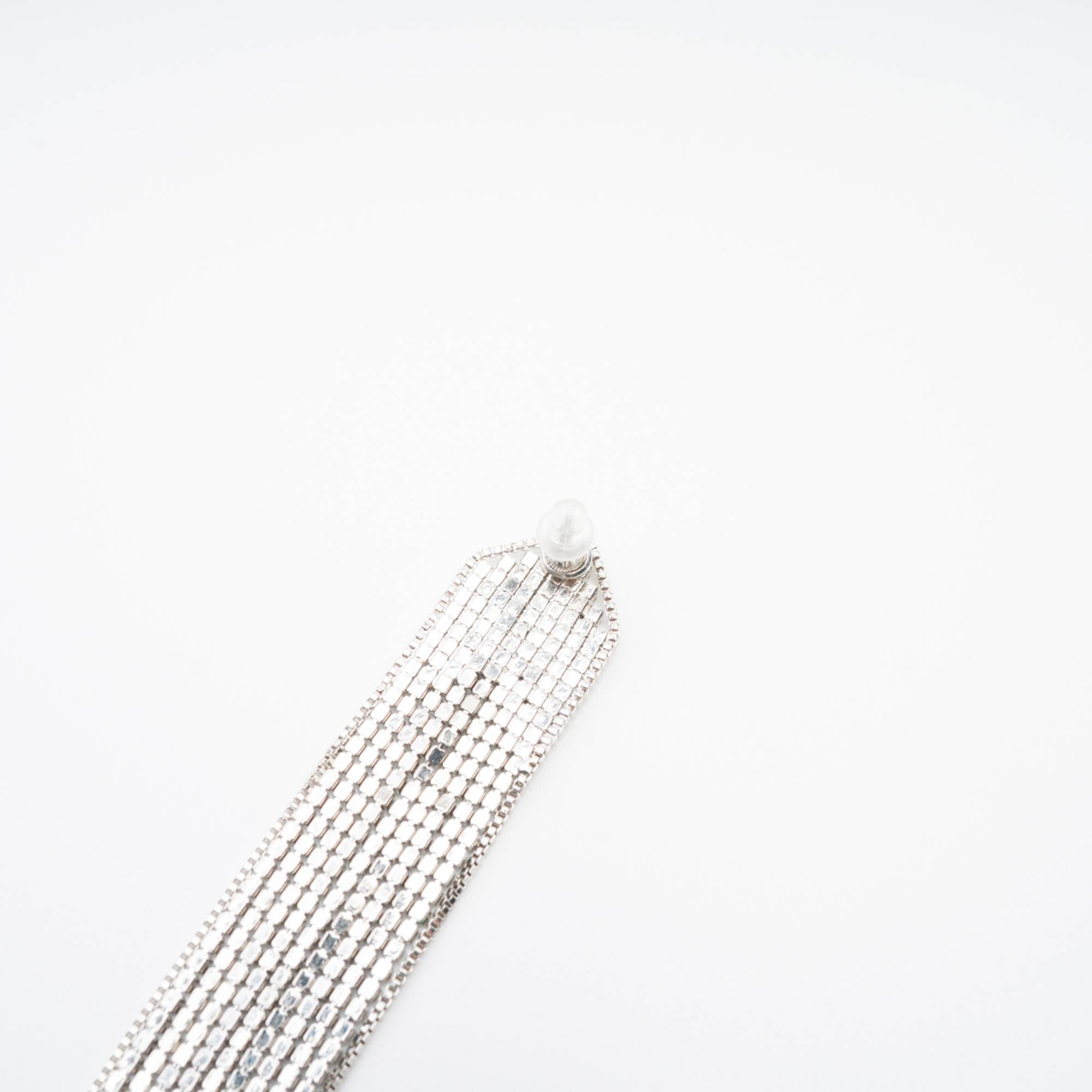 Silver-plated fringed drop earrings (US Only)