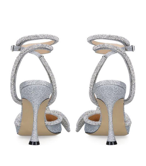 LUNA Midnight Glitter Silver Wrap Around Diamant Bow High Heels - Silver