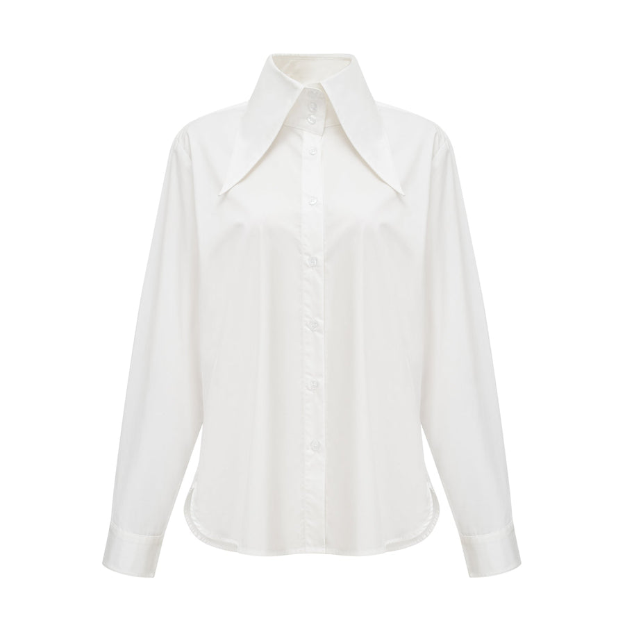 Solène white pointed-collar shirt
