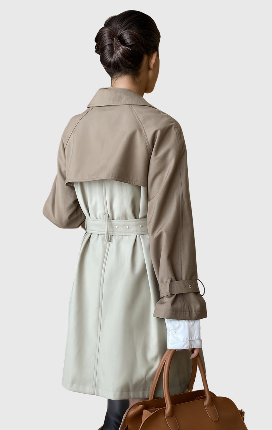 Double Breasted Trenchcoat with Matching Belt - Khaki