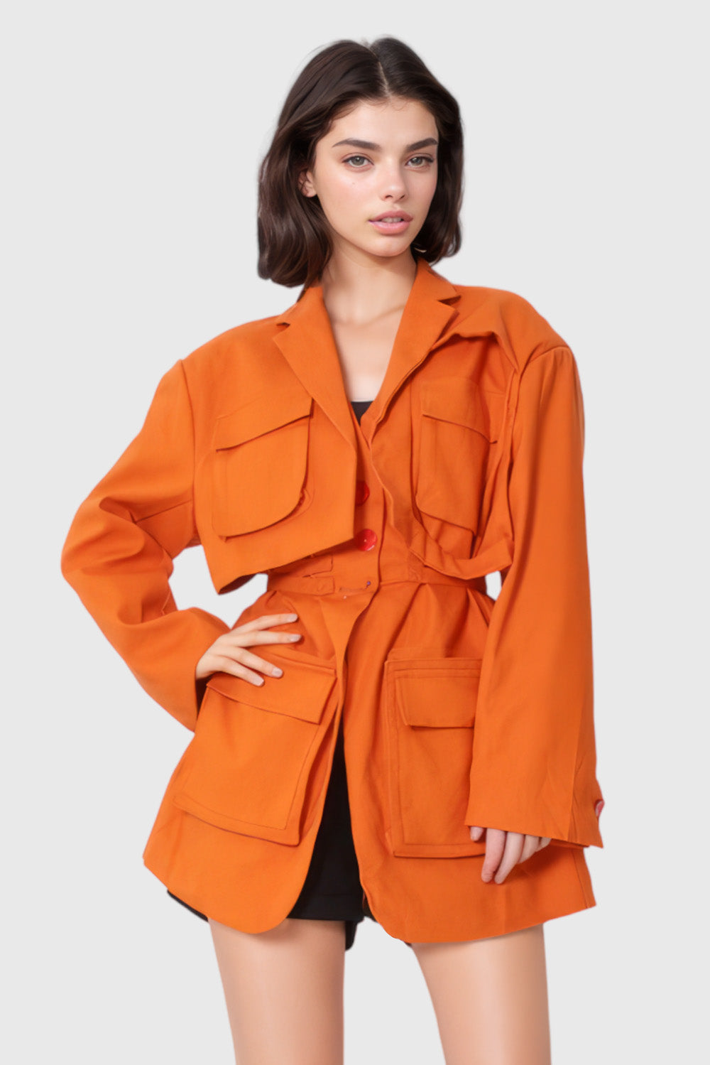 Cambered Cargo Jacket - Orange