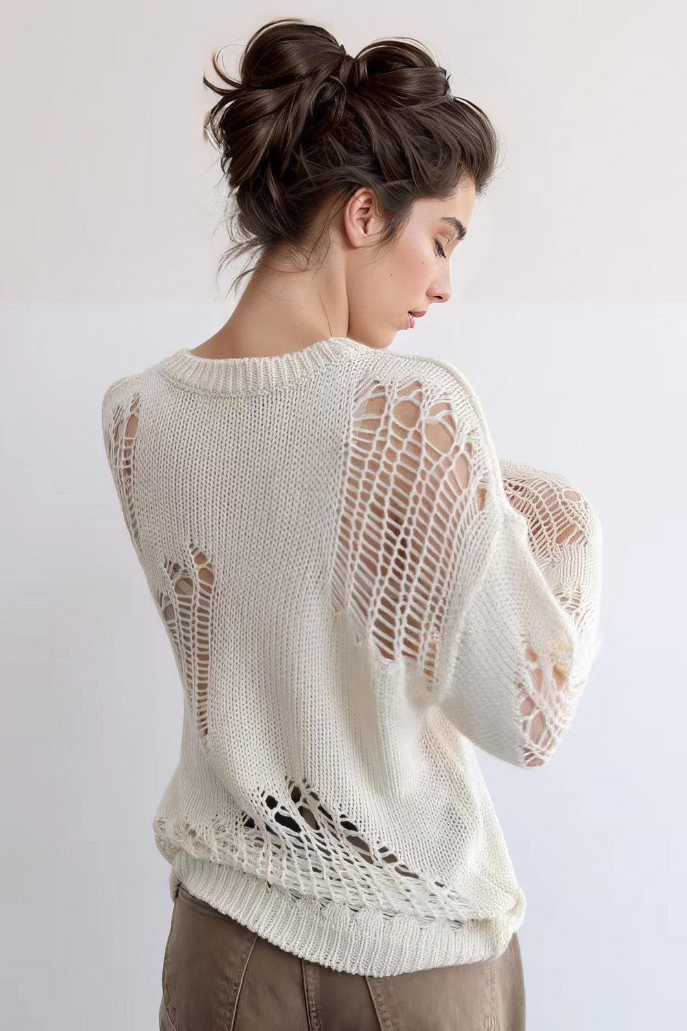 Open-Knit Sweater - Beige