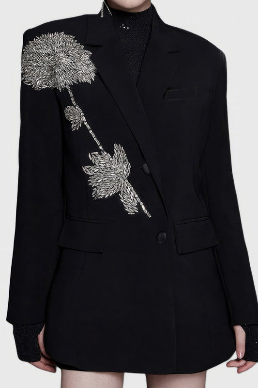 Blazer with Rhinestone Detail - Black