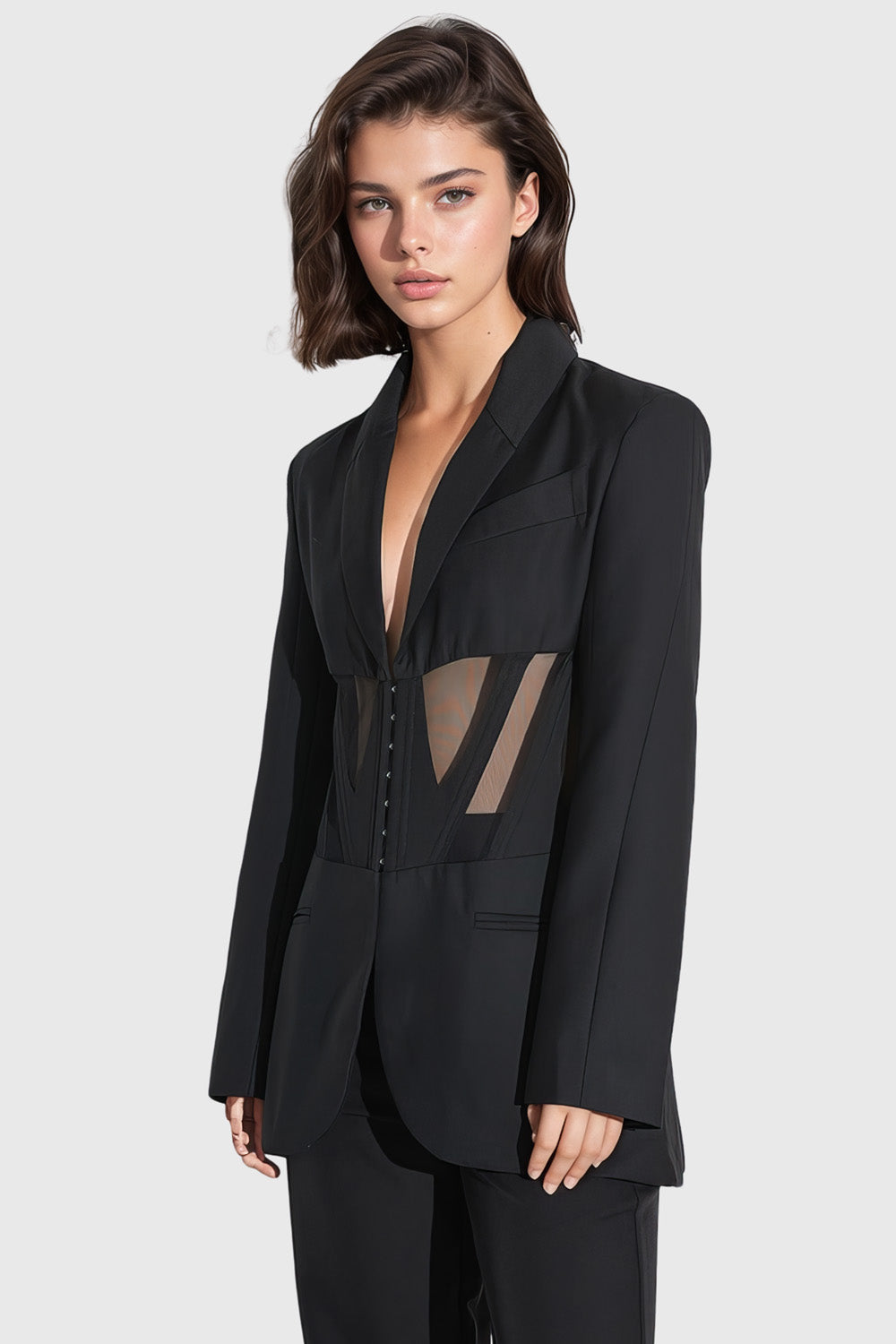 Blazer with Mesh Detail - Black