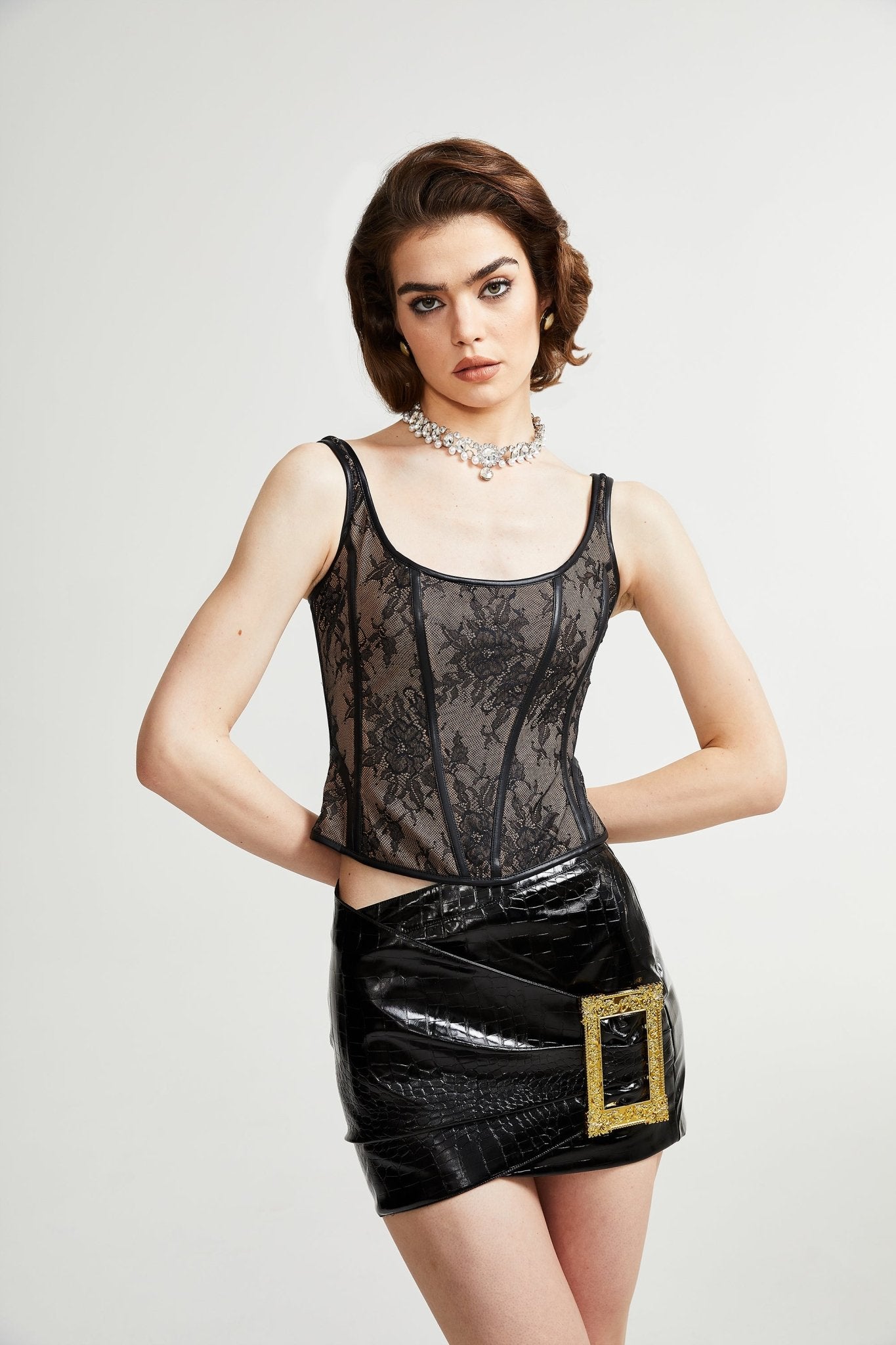Ullrika brown lace vest top (US Only)