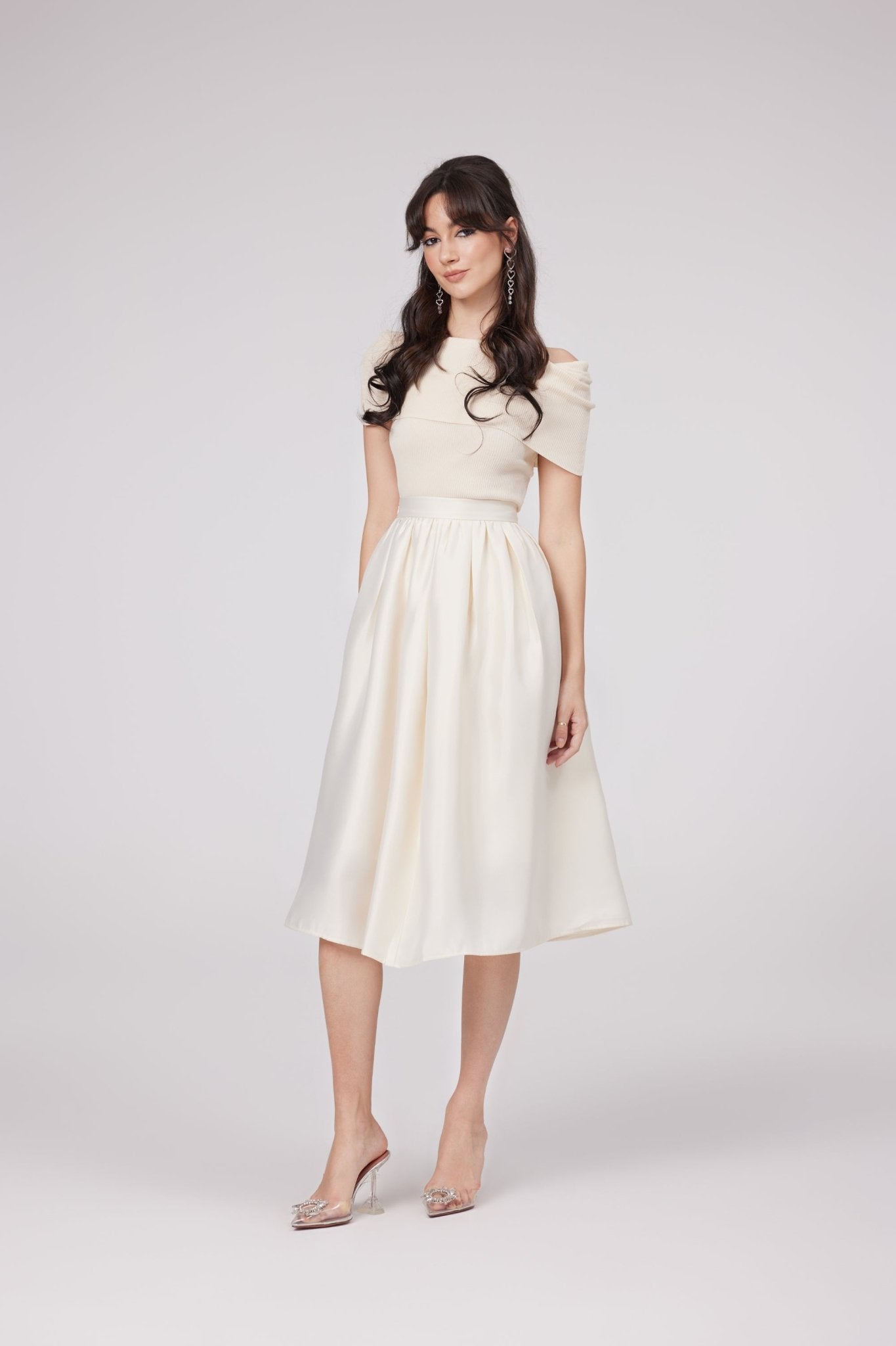 Virginie white flared-hem skirt (US Only)