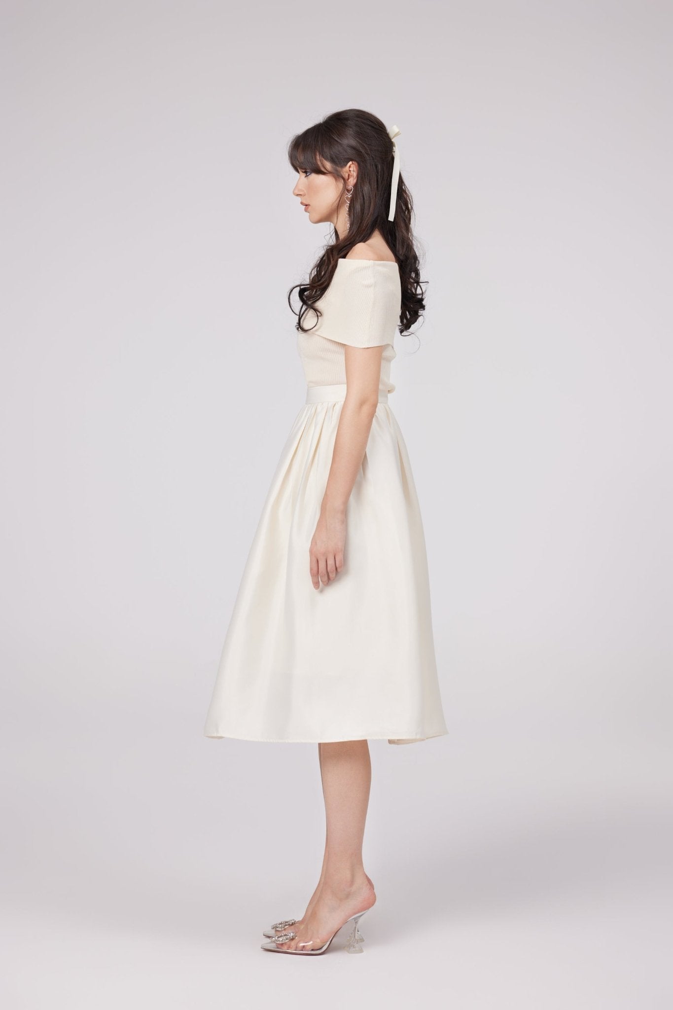 Virginie white flared-hem skirt (US Only)