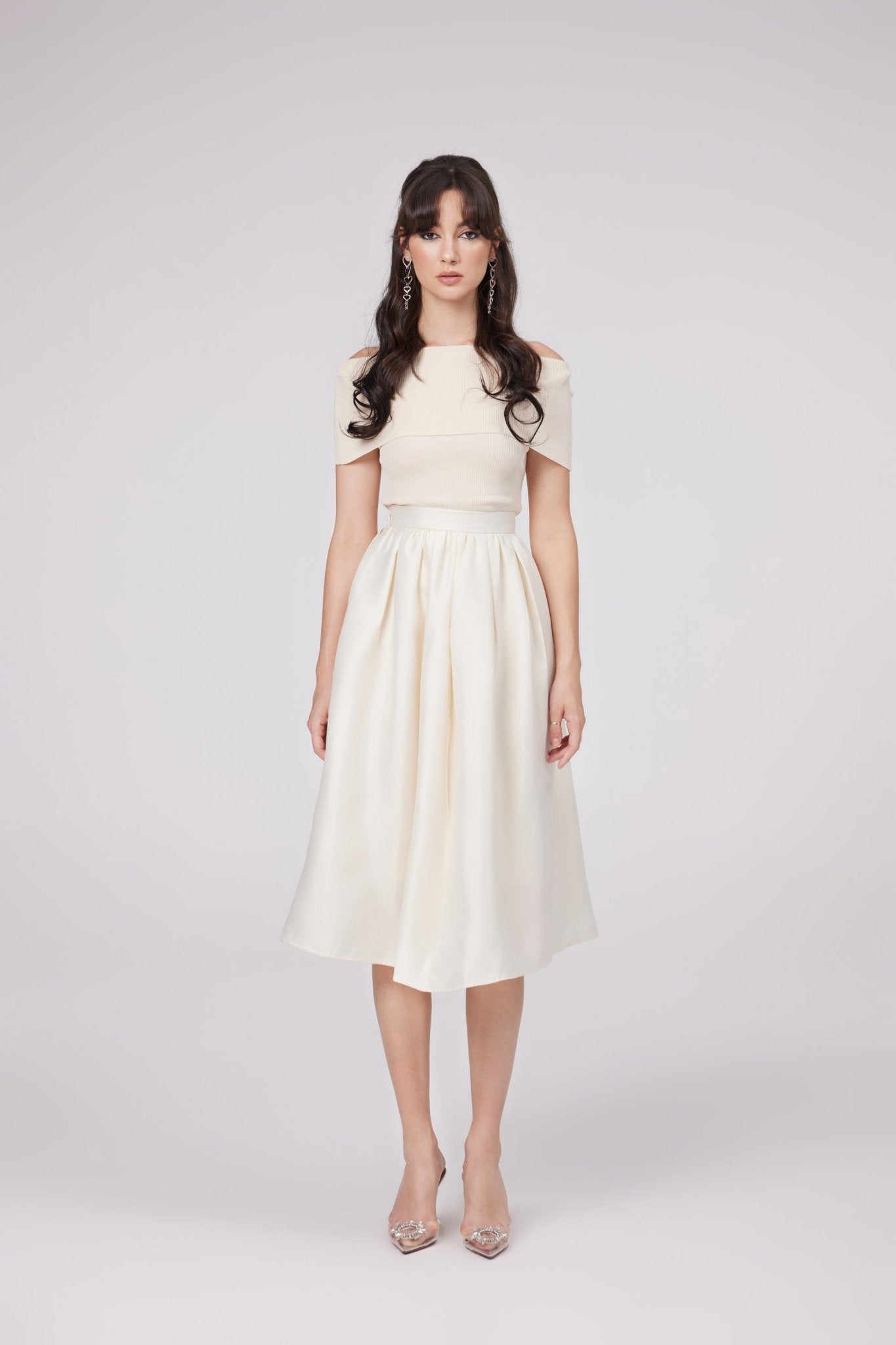 Virginie white flared-hem skirt (US Only)