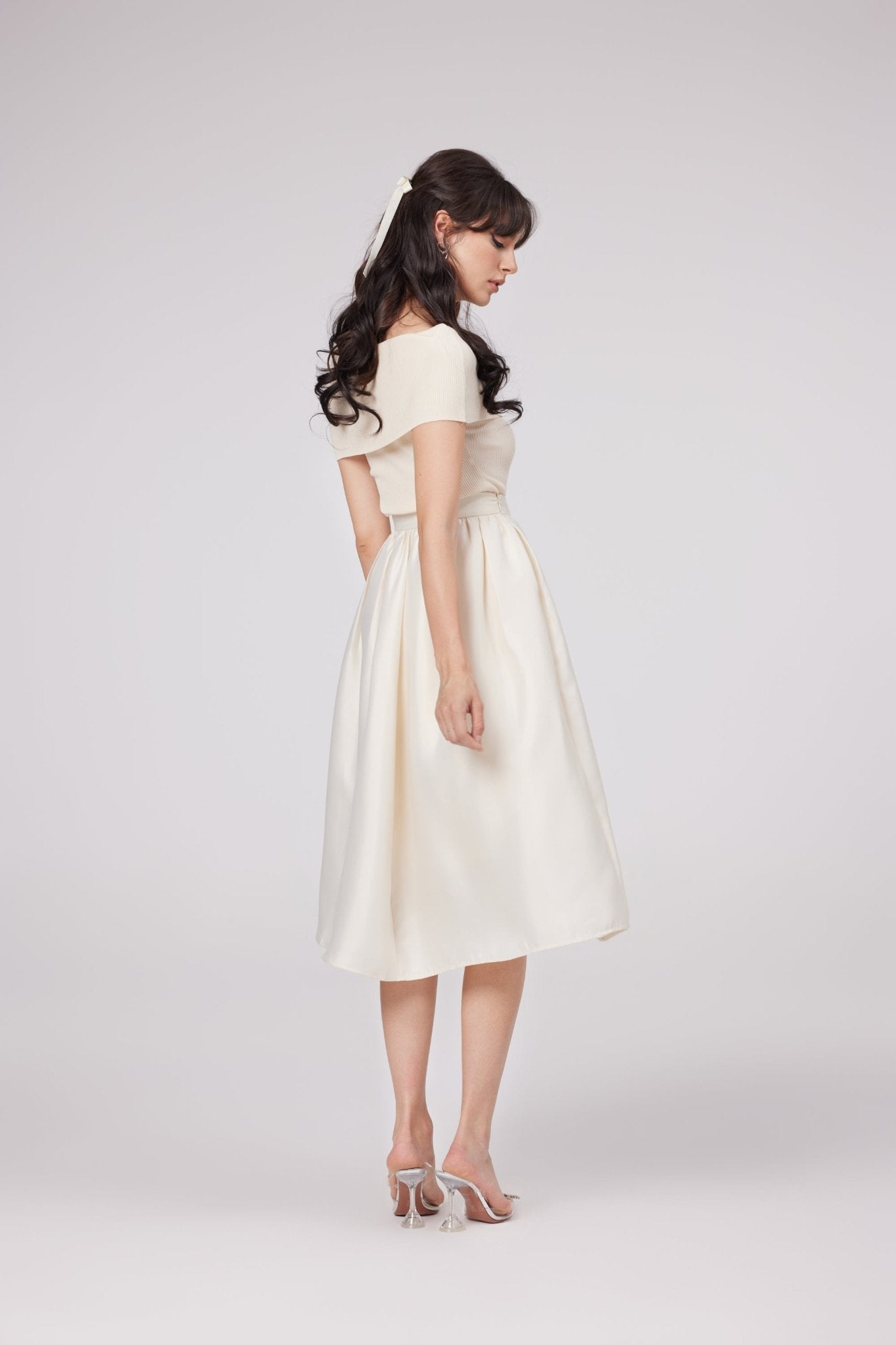 Virginie white flared-hem skirt (US Only)