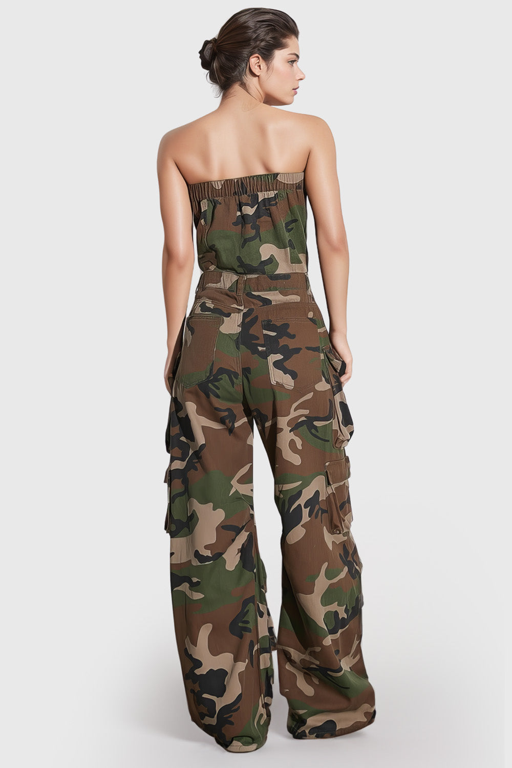 Long Jumpsuit in Army Pattern - Green & Brown