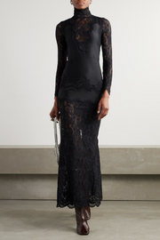 Airelle Black Satin Panel Lace Maxi Dress (Final Sale-US Only)