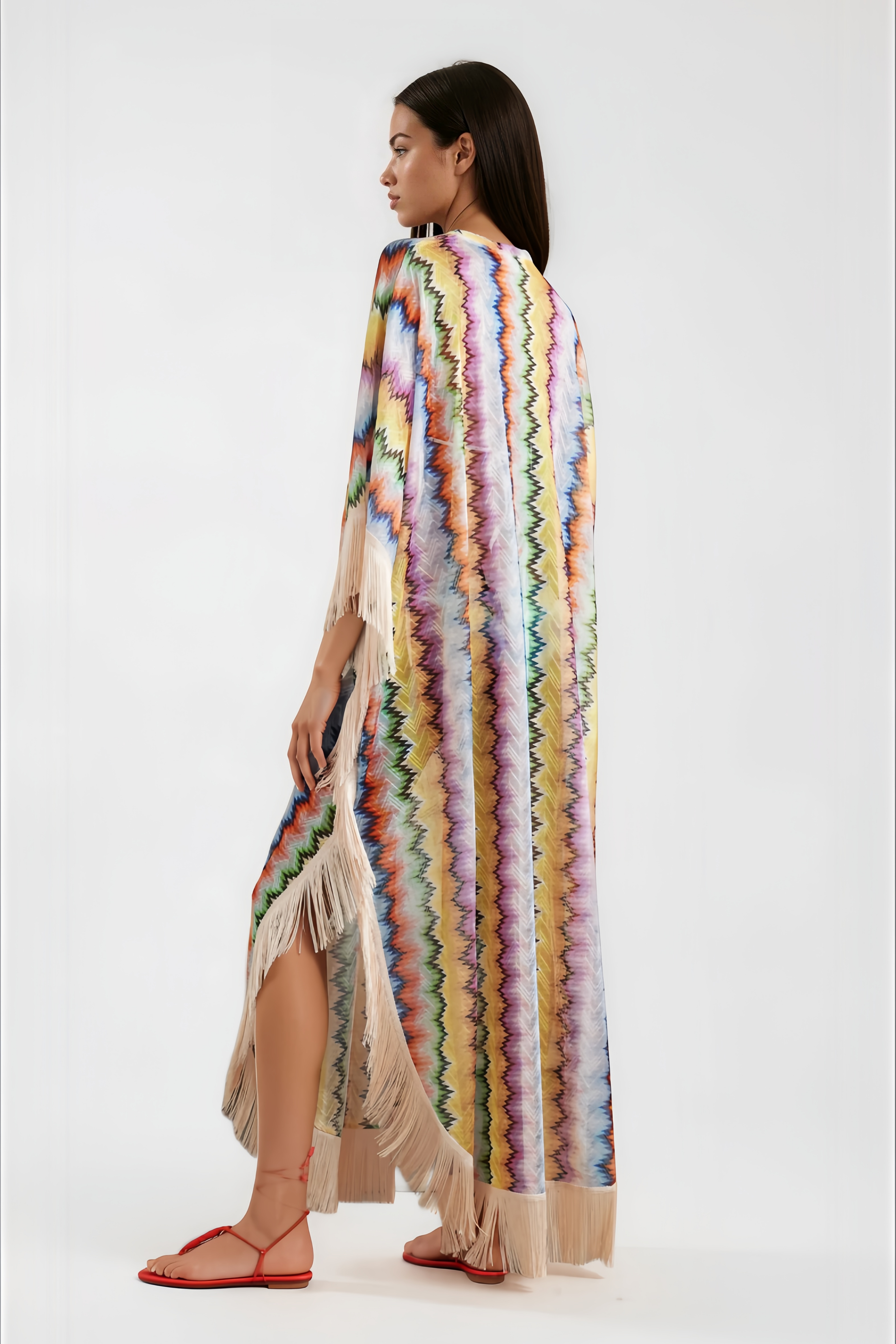Milena Multicolor Wave Pattern Maxi Dress