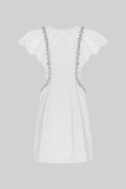 Elegant Dress with Diamond Details - White