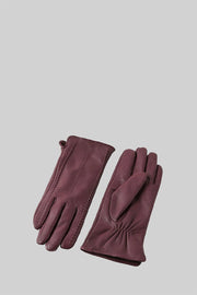 Sixtine Bespoke Stitching Leather Gloves - Burgundy