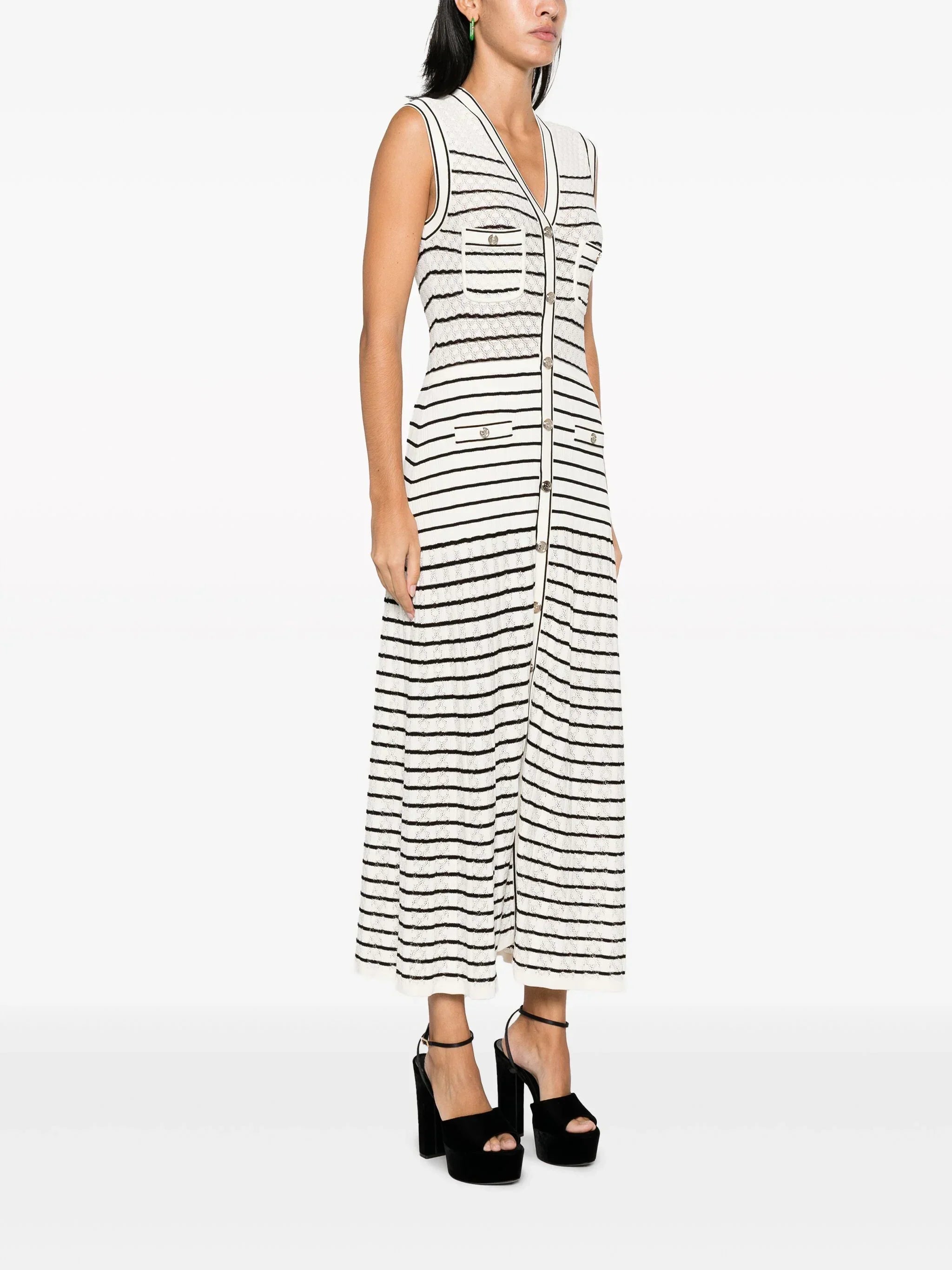 SANDRO striped midi dress - White