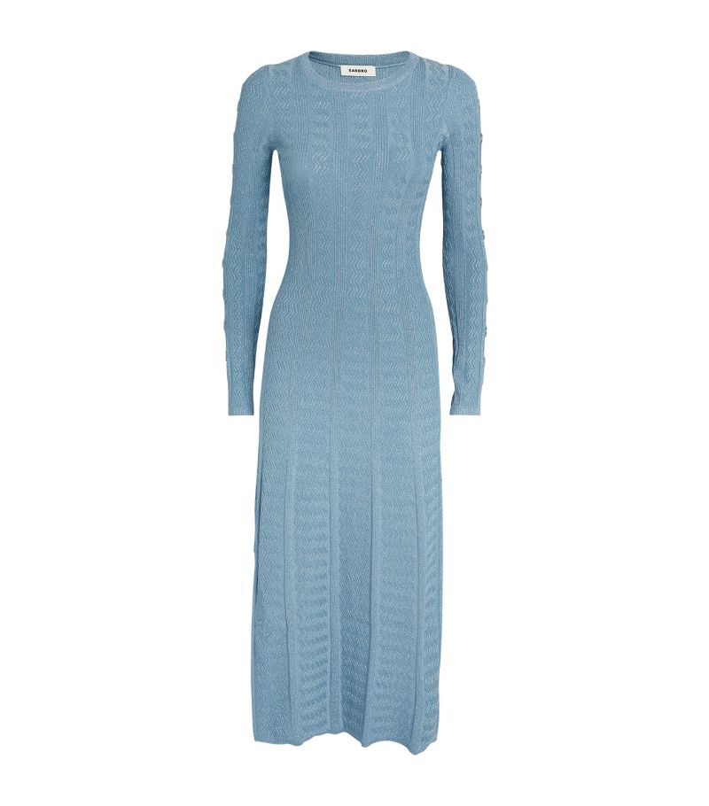 SANDRO Knit Midi Dress - Blue