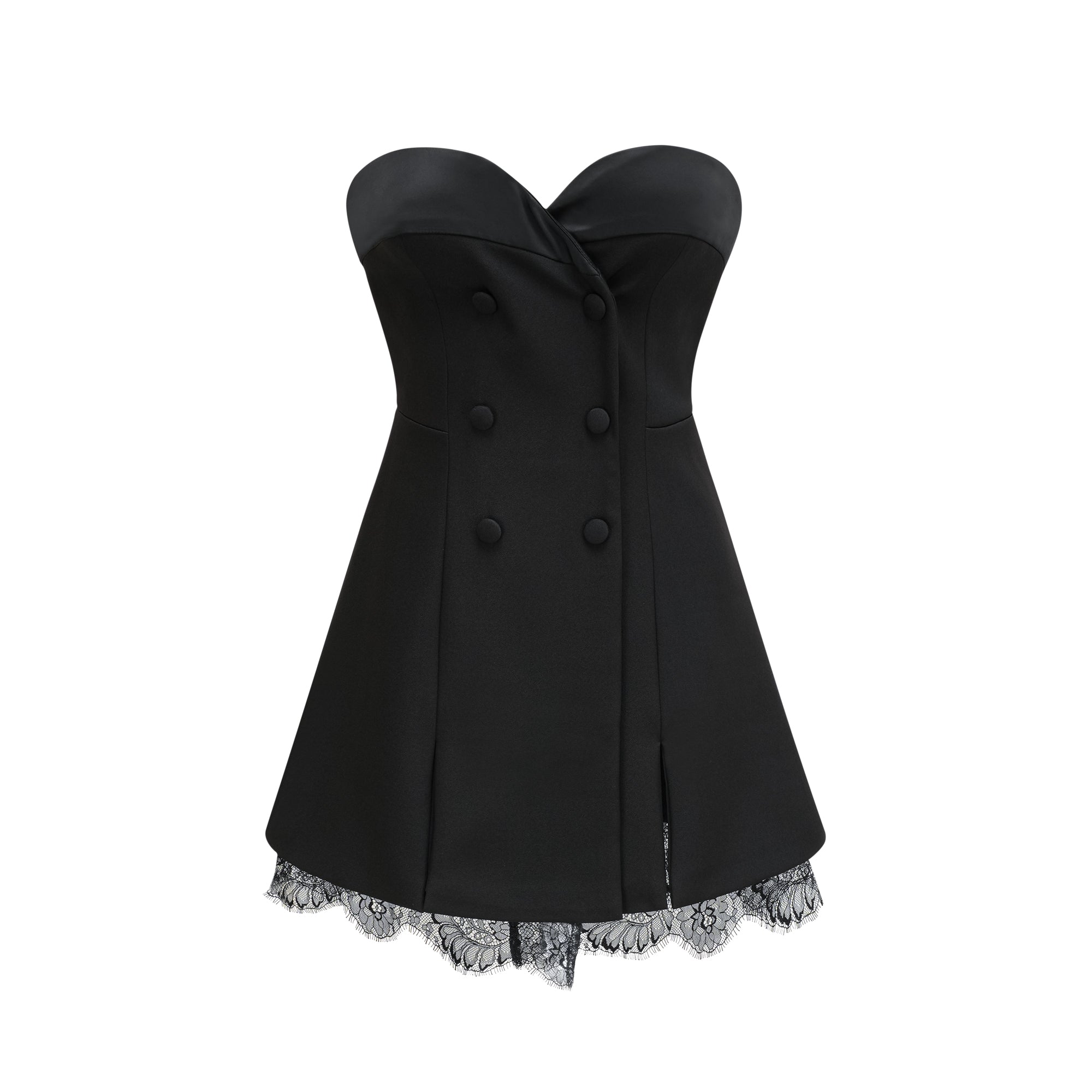 Zephyra black lace-detail mini dress