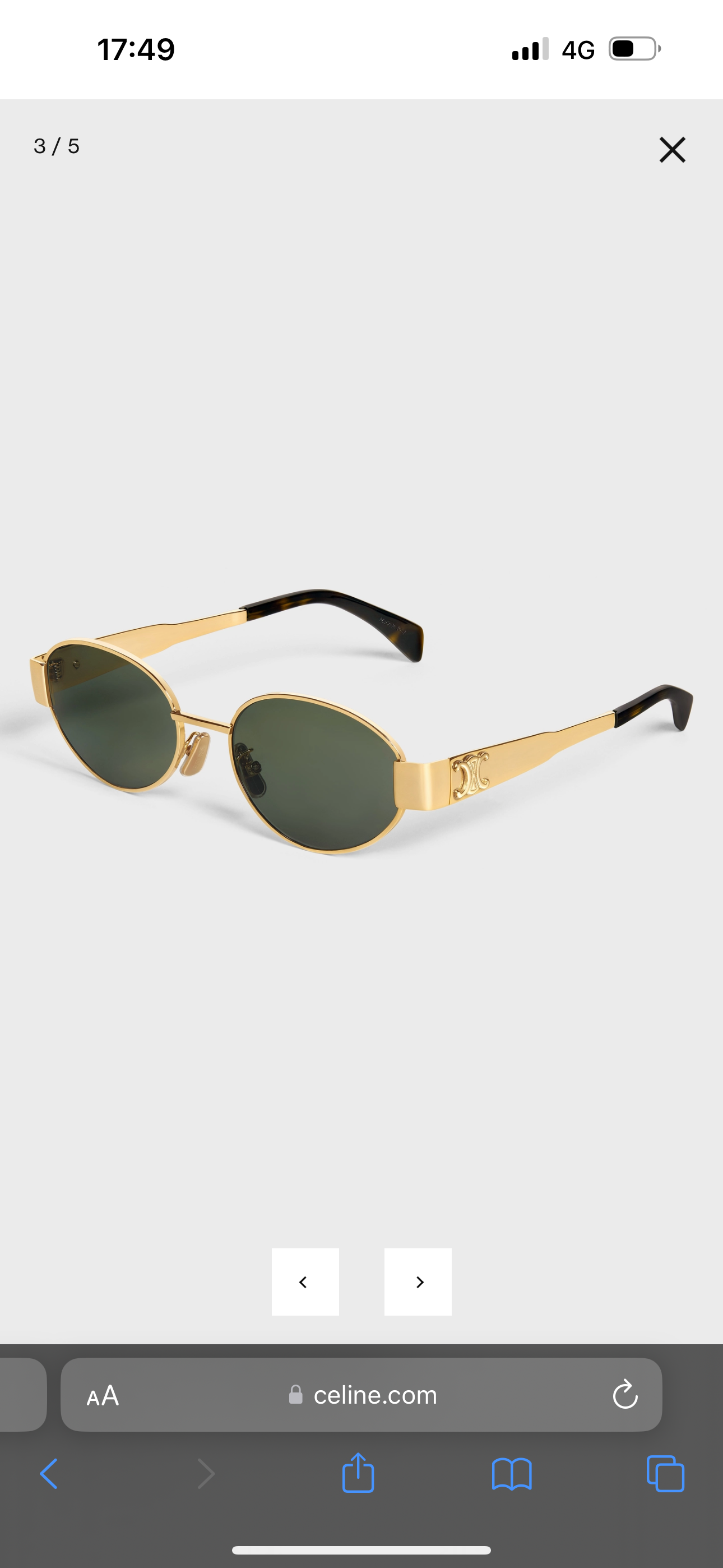 TRIOMPHE METAL 01 SUNGLASSES IN METAL GOLD / GREEN