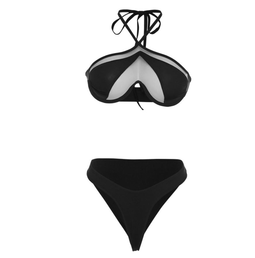 MIA HALTERNECK  BIKINI SET - PLAIN BLACK